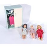 Pedigree Sindy fashion dolls, two dolls stamped made in England, one brunette and other blonde,