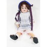 Armand Marseille doll; 390 bisque head with composition limbs, open mouth, sleepy eyes, with outfit,