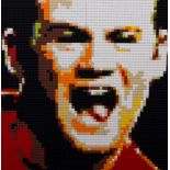 Lego portrait of Wayne Rooney by Michael Sewell, 51x51cm, 4096 bricks.