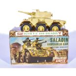 Airfix Saladin Armoured Car, plastic battery operated toy, with box and inner box parts.