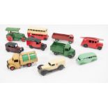 Dinky Toys, diecast models; Streamlined fire engine 25h, Bedford tipper 25m,
