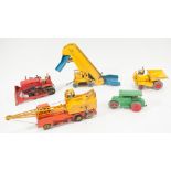 Dinky Toys, construction vehicles, including 20 ton lorry mounted crane "Coles" Blaw Knox Bulldozer,