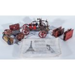 Meccano motors and parts; including electric motor, three other clockwork motors, some with keys,