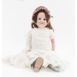 Armand Marseille doll; 370 bisque head and arms, open mouth, sleepy eyes, with outfit,