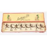 Britains lead painted soldiers; no.147 "Zulus" eight figures in original box, c1940s.