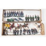 Britains and other makers painted lead soldiers; including soldiers with stretcher,