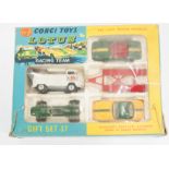 Corgi Toys diecast model Gift Set no.37; Lotus-Climax racing car, Lotus Elan coupe, Lotus Elan S.