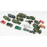 Military themed diecast models, to include Dinky, Britains and Matchbox examples,