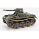 Tinplate model tank by Gama, Germany, with firing flint guns, original tracks,