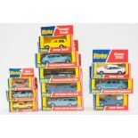 Dinky diecast toy car group; 180 Rover 3500, 124 Rolls Royce Phantom V (x2), 208 VW Porsche 914,