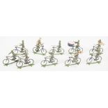 Painted flat metal Prussian German band on bicycles, possibly by Heyde, (10).