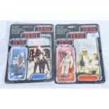 Tri-Logo blister pack Star Wars Return of the Jedi action figures; Rebel Commander and Dengo,