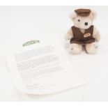 Small advertising promotional bear, "Hovis", given to people with the surname Brown, with letter.