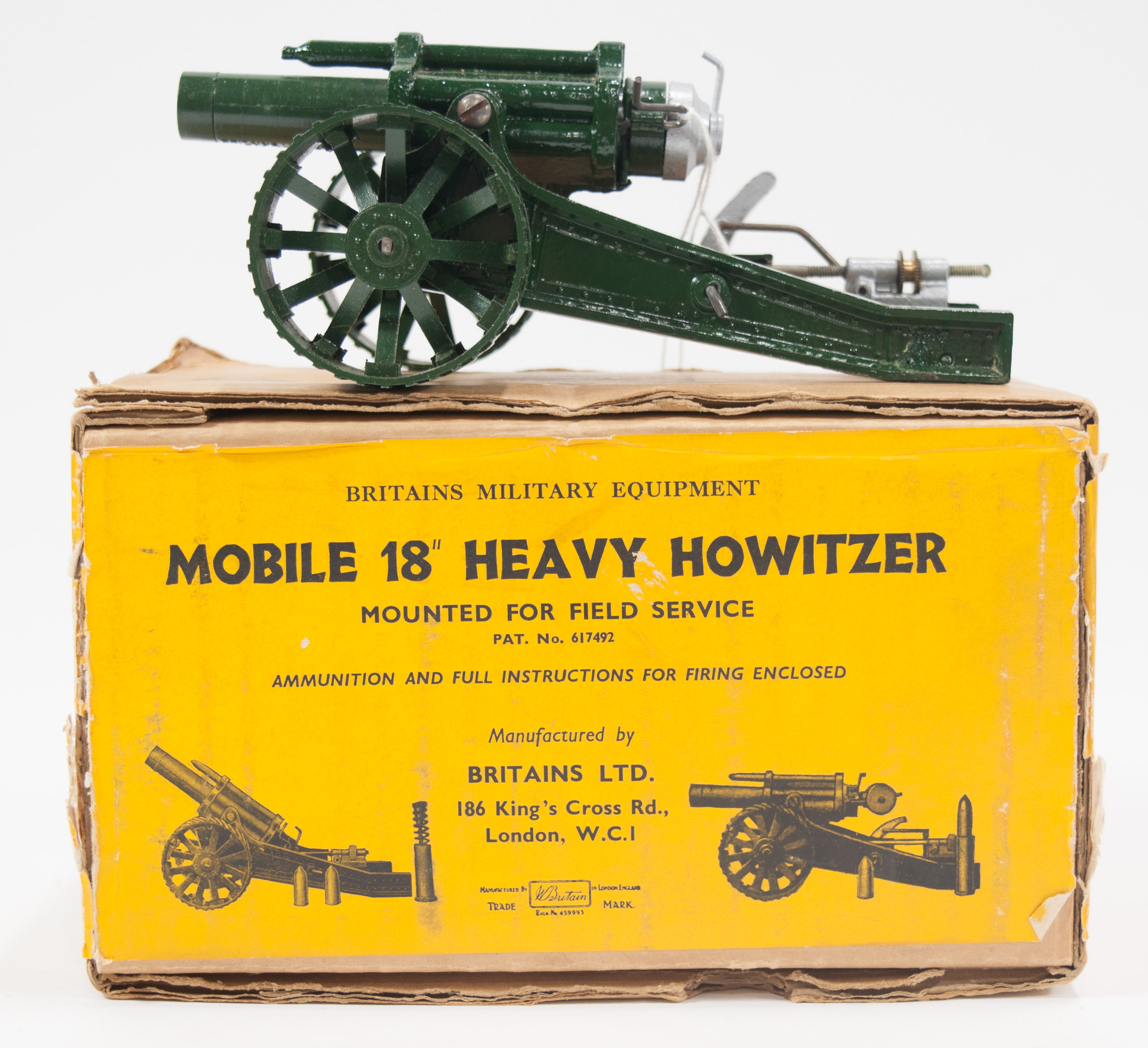 Britains Toys, diecast model no.9740, 18" heavy Howitzer gun, boxed c1960s.