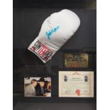 Giacobe "Jake" Lamotta signed boxing glove, middleweight champion of the world 1949-1951,