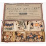 Britains Soldiers Mountain Artillery set, no.9420, with mule team and quick fire gun, c1920s, boxed.