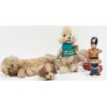 Collection of 1950s plush soft animals, pillowcase dog, battery operated toy,