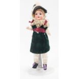 Small Armand Marseille doll; 390 bisque head and composition arms, open mouth, fixed eyes,