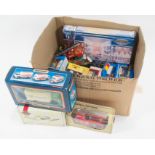 Modern Matchbox toy diecast models and vehicles; including cars, fire engine,