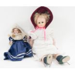 Victorian composition headed doll; with composition limbs, sleepy eyes, closed mouth, 51cm tall,