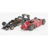 Selection of model F1 racing car models; mostly completed kits some plastic and some metal,