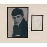 Dave Clark signed mounted signature, with portrait photo, unframed 43cm by 38cm.