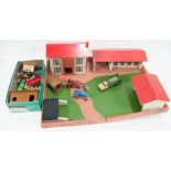 Wooden childs farm set, with selection of Diecast farming models by Corgi Toys,