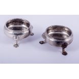 A pair of George II silver salts, by David Hennell, London 1744, plain circular form,