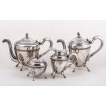 An Italian Sterling standard four-piece tea and coffee set, Florence (FI263), post-war,