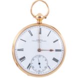 An 18 carat yellow gold open face pocket watch, the white enamel dial named "Connell Cheapside,