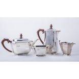 An Art Deco four-piece silver teaset, by Roberts & Belk, Sheffield 1946,