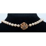 A cultured pearl necklace, seventy-four 7mm cultured pearls,