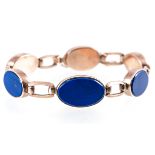 A lapis lazuli bracelet, five oval lapis lazuli, 16.