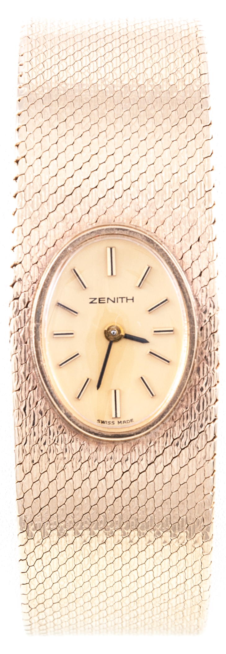 Zenith - A lady's 9 carat yellow gold bracelet watch, having an oval champagne baton dial,