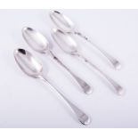 A set of four early George III silver tablespoons, maker's mark W.J.