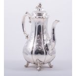 A Victorian silver pear-shaped coffee pot, by E.J.E.W.