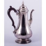 A George II style silver pear-shaped coffee pot, by J.B. Chatterley & Co.