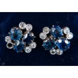 A pair of sapphire and diamond cluster earrings,