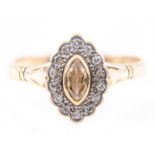 A marquise diamond cluster ring,