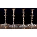 A set of four George II silver table candlesticks, by William Gould, London 1745-46,