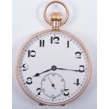 A 9 carat yellow gold open face pocket watch,