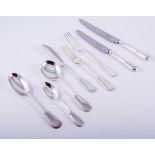 A part canteen of Fiddle and Thread pattern cutlery, to match the proceeding lot, Argentum Limited,