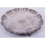 A large circular silver salver, by Walker & Hall, Sheffield 1920, moulded pie-crust edge,