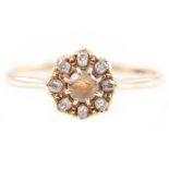 A chrysoberyl cats eye and diamond cluster ring,