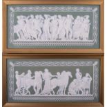 A pair of green Wedgwood green Jasperware plaques, after the antique, 'Sacrifice of Iphigenia',