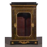 A French ebonised Boulle work vitrine, 19th century, contre parte decoration with scroll motifs,