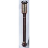Richard Northern, Hull A stained mahogany stick barometer, silvered chart with thermometer,
