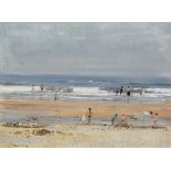 Robert King Late Evening Light, Cromer Beach, signed, oil on board, 30cm x 40cm.