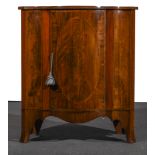 A George III mahogany bow and shape fronted pier cabinet, with satinwood banding and stringing,