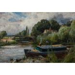 Charles Mayes Wigg On The Broads, signed and dated 1948, verso, oil on board, 24cm x 34cm.